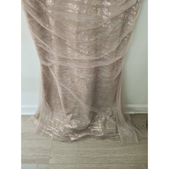 Rickie Freeman Teri Jon Campaign Sequin Off The Shoulder Gown Dress 18 ALTERED - Picture 3 of 13